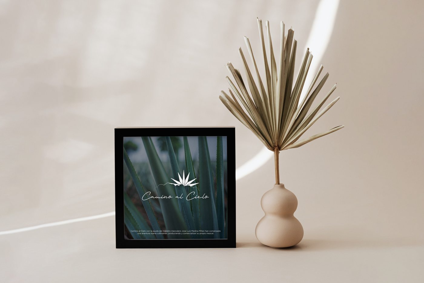 Framed Camino al Cielo print with brand story