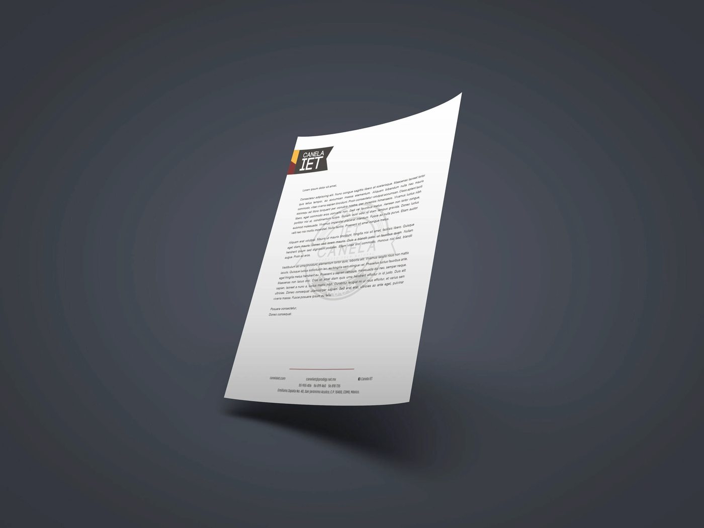 Canela IET letterhead detail