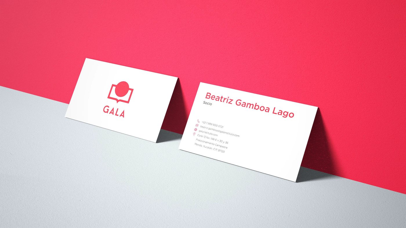 GALA business card, front and back