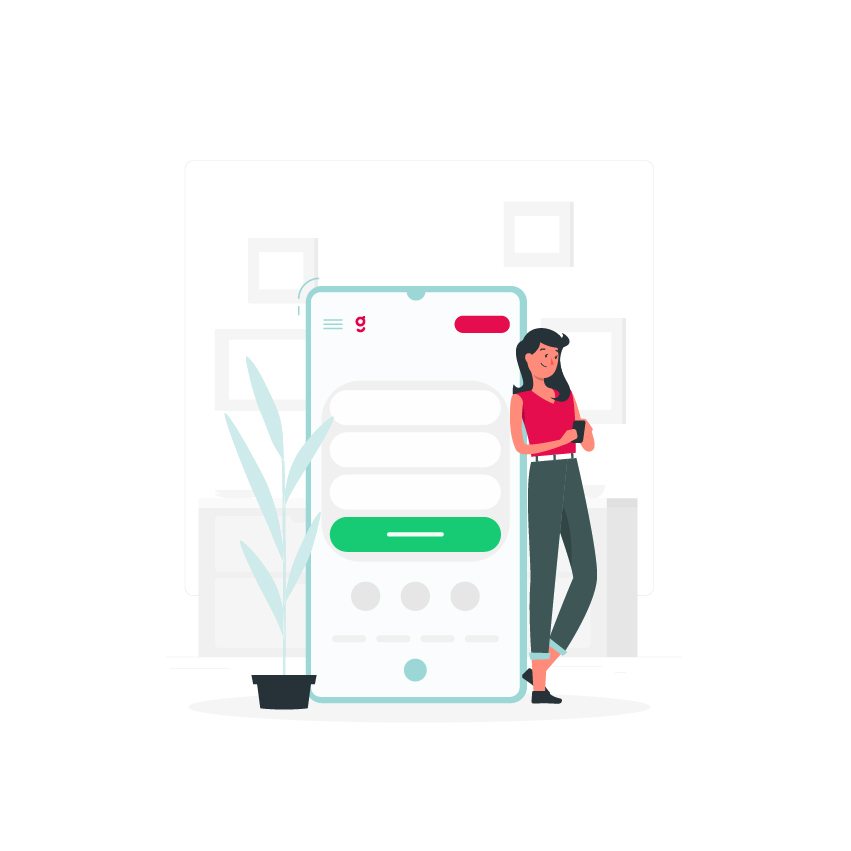 Guros brand illustration of a customer using the app