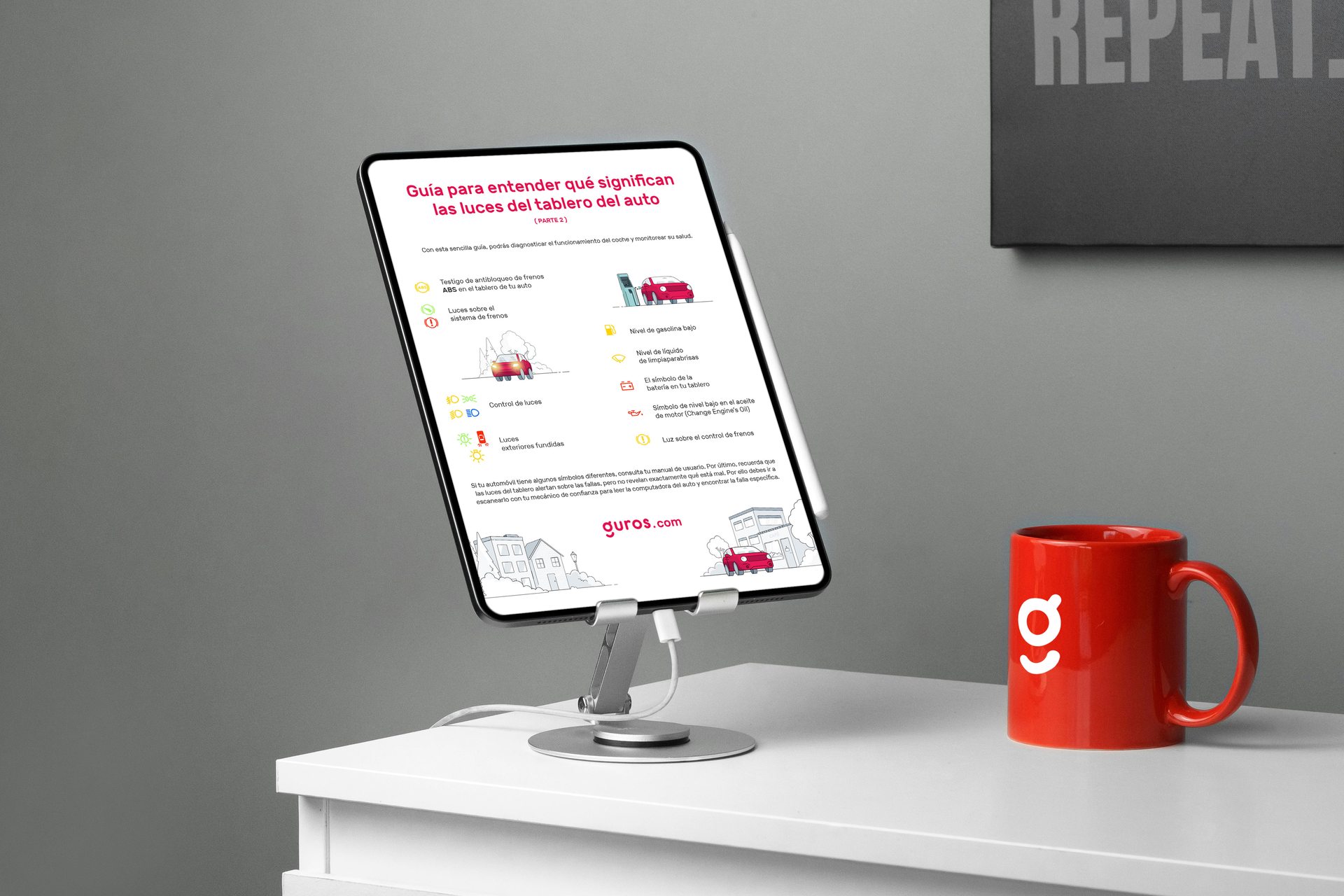 Guros educational content piece shown on an iPad