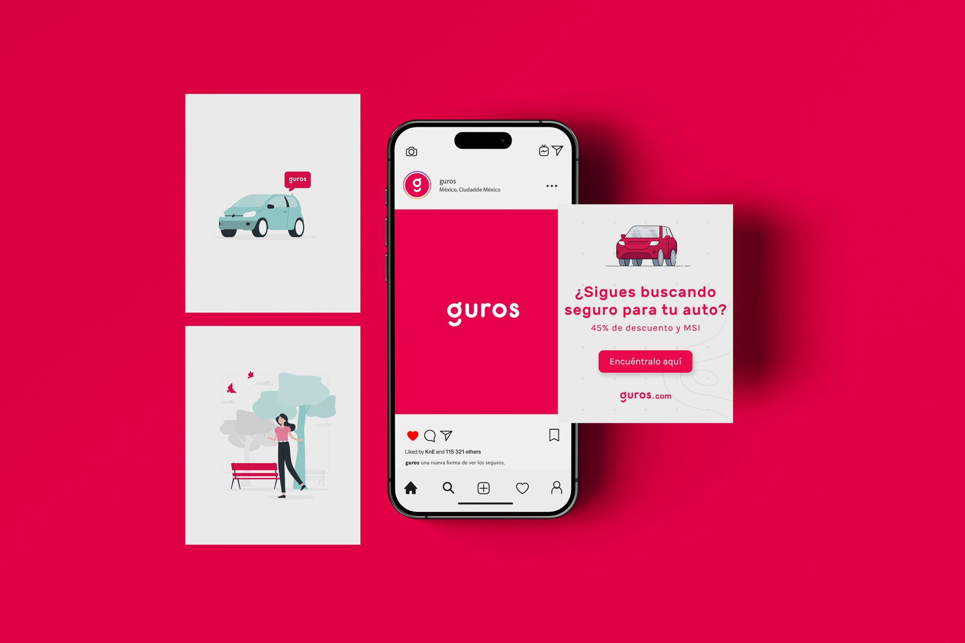 Guros social media post and phone mockup