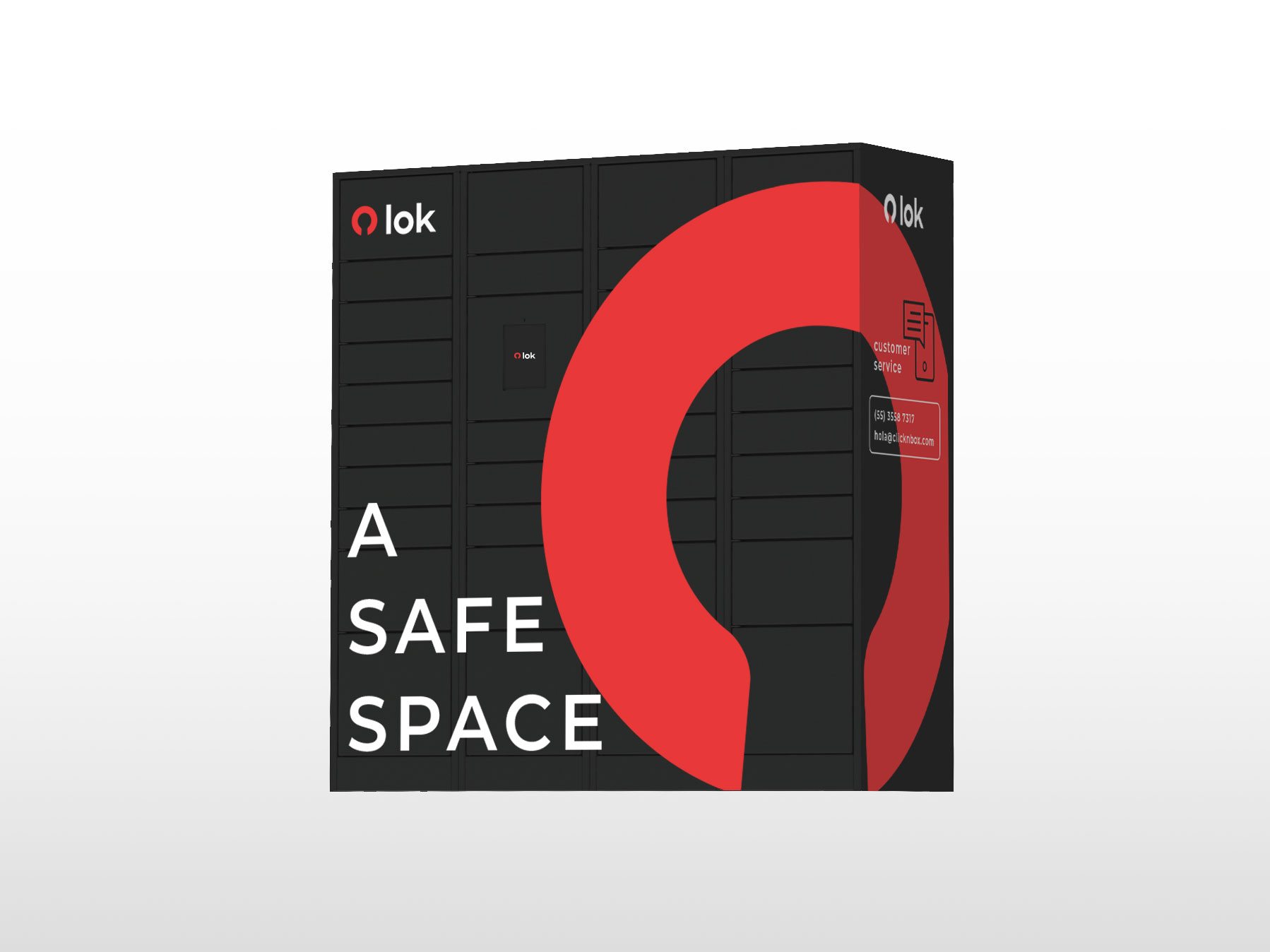 LOK smart locker unit wrapped in A Safe Space branding