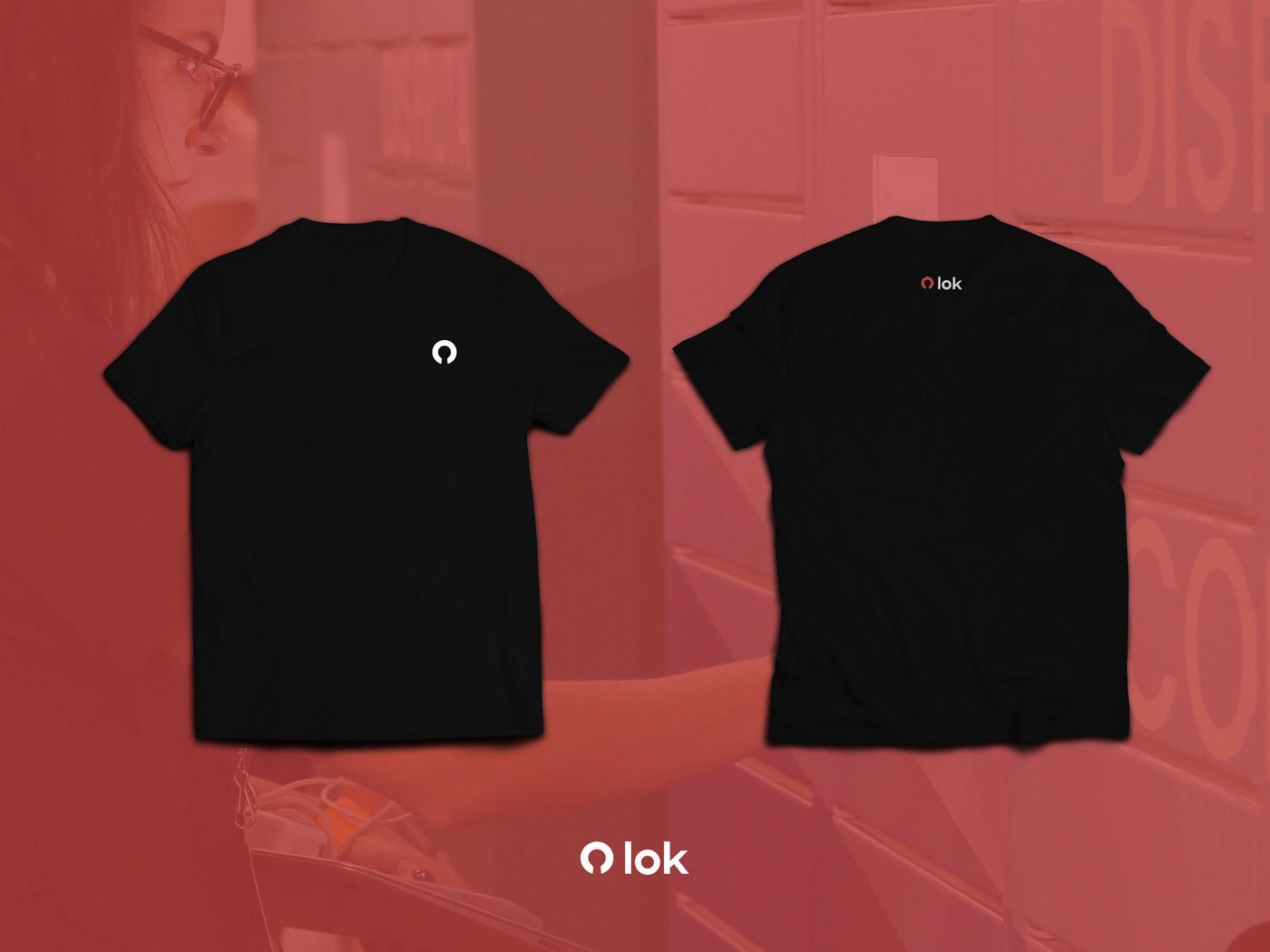 LOK branded t-shirt, front and back